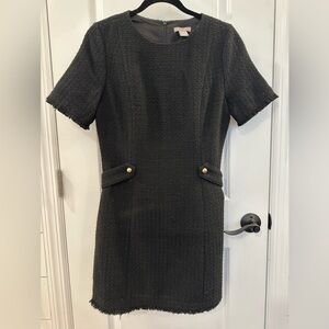 H&M Black Tweed Mini Dress with Gold Button Detail, Sz S